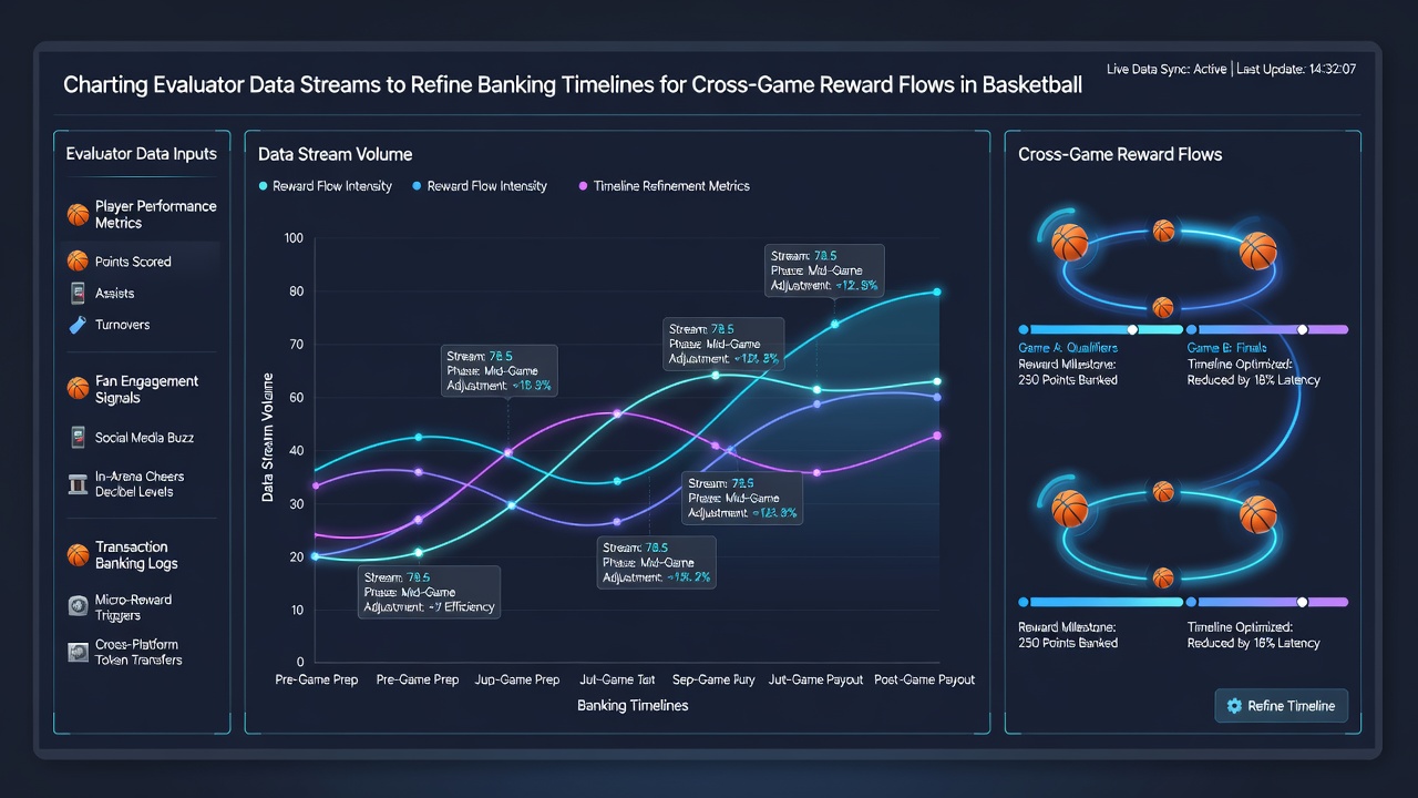 Detailed timeline charts illustrating cross-game reward flows between basketball and football mobile app sessions