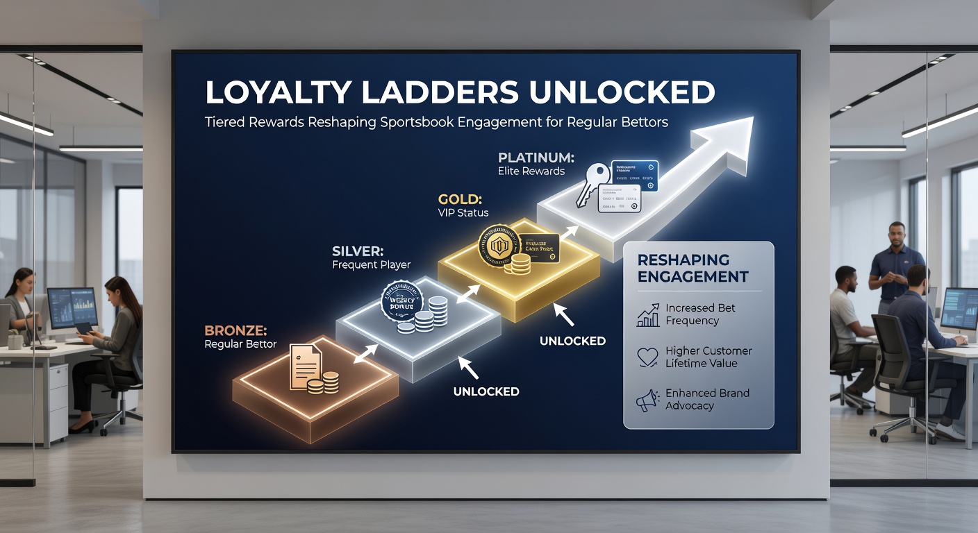 Screenshot of a mobile sportsbook loyalty dashboard displaying tier progress bar, points balance, and upcoming rewards for a gold-level bettor during an NFL game