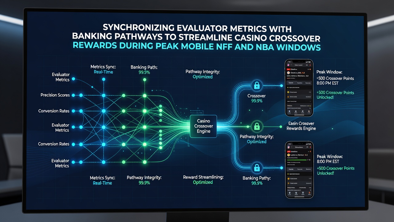 Dashboard displaying evaluator metrics aligned with banking pathways for casino crossover rewards in mobile NFL and NBA betting apps