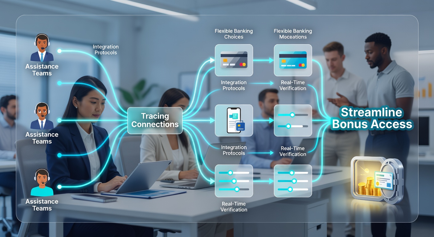 Illustration of banking interfaces and support workflows connecting during sports league seasons